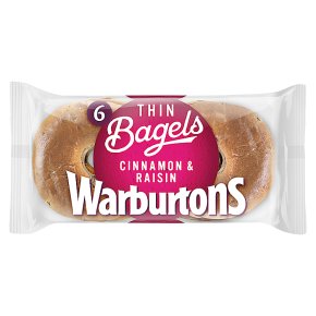 Warburtons Thin Bagels Cinnamon & Raisin