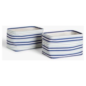 John Lewis Canvas Stripe Storage Boxes Set of 2