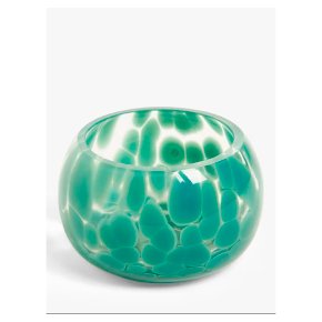 John Lewis Confetti Glass Tealight Holder, Green