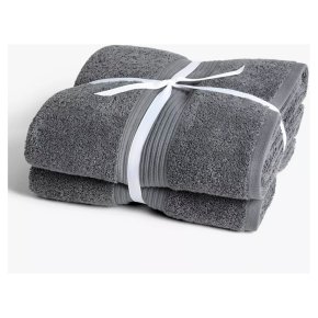 John Lewis Cotton Bath Sheet Bale Steel 2 Pack