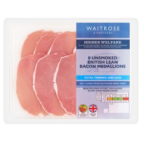 Waitrose 8 Unsmoked Lean Bacon Medallions