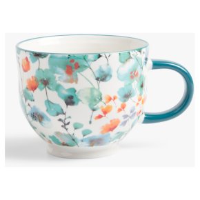 John Lewis Floral Footed Autumn Blue Mug