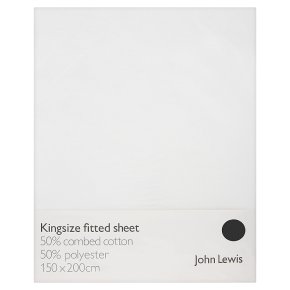 John Lewis Anyday Polycotton Fitted Sheet King, White