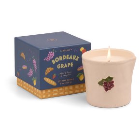 Paddywax Bistro Grapes Embossed Ceramic Candle, Bordeaux Grape, 226g