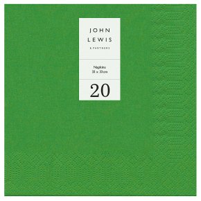 John Lewis Leaf Green Napkin 33cm 20 pack