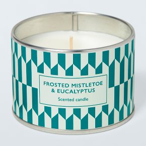 John Lewis Frosted Mistletoe & Eucalyptus Scented Tin Candle, 147g