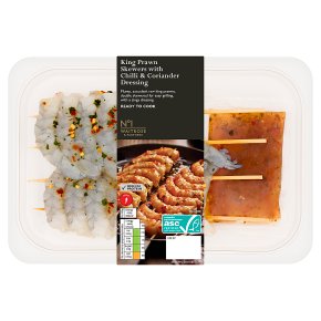 No.1 BBQ Prawn Skewers with Chilli & Coriander Dressing