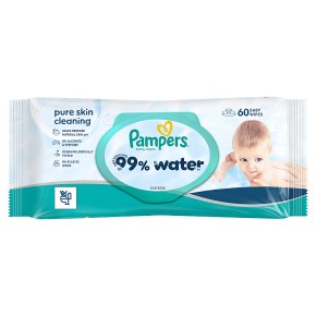 Pampers 99% Water Baby Wipes 1x60pk