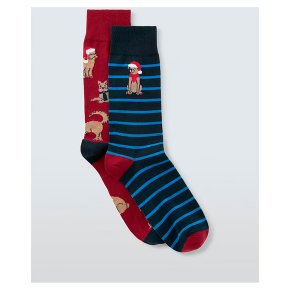Cotton Christmas Dogs Socks Red 2pk