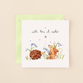 Hedgehog And Bunny, Happy Easter Card