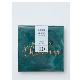 JL Green Merry Christmas Cocktail Napkin 24cm 20 pack