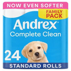 Andrex Complete Clean Toilet Tissue Standard Roll 24 Rolls