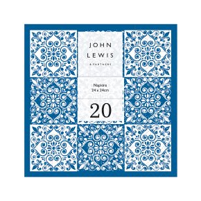 John Lewis Blue Tile Napkin 25cm 20 pack