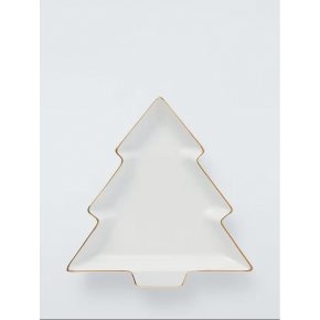 Gold Rim Christmas Tree Dish