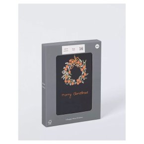 Rec Wreath and Fruit Christmas Cards 16s