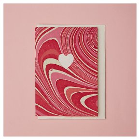 Die Cut Heart Pink Marble Valentine's Day Card