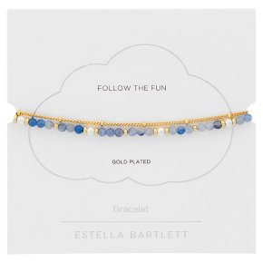 Estella Bartlett Mixed Pearl and Blue Aventurine Beaded Duo Chain Bracelet