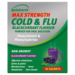 Galpharm Max Strength Cold & Flu Blackcurrant Sachets