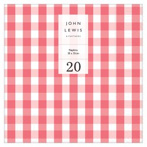 John Lewis Red Check Napkin 33cm 20 pack