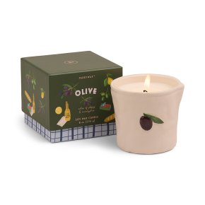 Paddywax Bistro Olive Embossed Ceramic Candle, Fig & Olive, 226g
