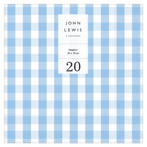 John Lewis Blue Check Napkin 33cm 20 pack