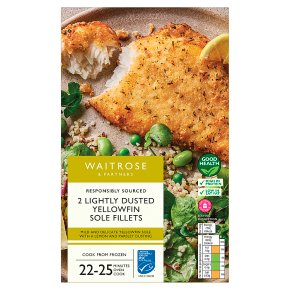 Waitrose Frozen Lightly Dusted Lemon Yellowfin Sole Fillet