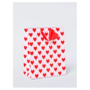 Pink & White Heart Small Gift Bag