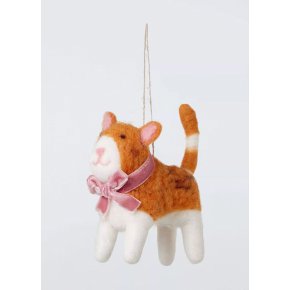 Felt Cat with Bow Bauble