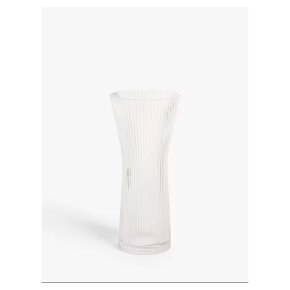 John Lewis Ribbed Hourglass Vase, H25cm, Clear