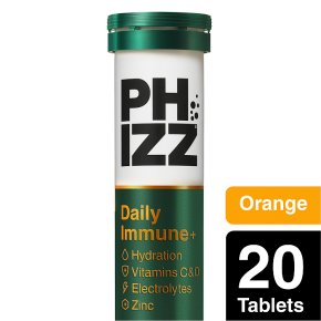 Phizz Daily Immune+ Orange, Hydration, Immunity, Electrolytes & Vitamins Effervescent Tablets