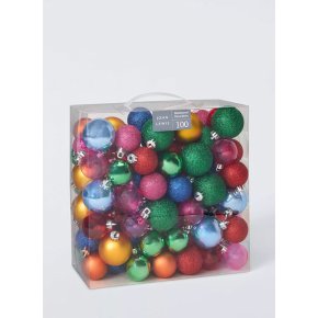 100pc Shatterproof Baubles Multi