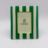 Curate Ceramic Hand Painted Stripe Green Photo Frame 6 x 4" (15 x 10cm)