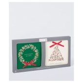 L Square Tree/Wreath Bow Christmas Cards