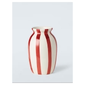John Lewis Hand Painted Striped Stoneware Vase, H18cm, Haze Blue