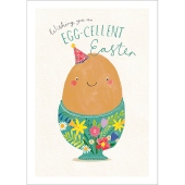 Egg With A Face In A Cup, Happy Easter Card