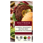 Waitrose FRZ Simply Seasoned British Beef Quarter Pounders