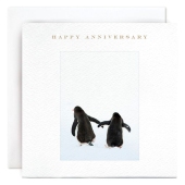 Penguins Holding Hands Greetings Card