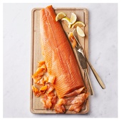 No 1 Whole Side of Cherrywood Smoked Salmon with serving board