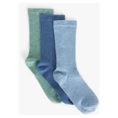 Womens Blue Rib Marl Socks 3PK