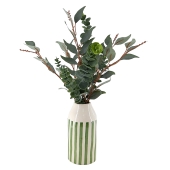 Curate Faux Floral Eucalyptus in Green Stripe Ceramic Pot, 50cm Height