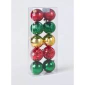 10pc Shatterproof Baubles Red/Green/Gold