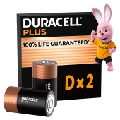 Duracell Plus D Batteries Alkaline 2 Pack