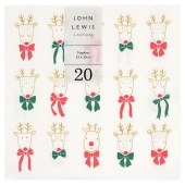 JL Gold Reindeer Bow Napkin 33cm 20 pack