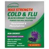 Galpharm Max Strength Cold & Flu Blackcurrant Sachets