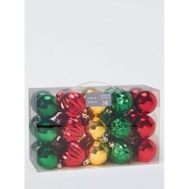 30pc Shatterproof Baubles Red/Green/Gold