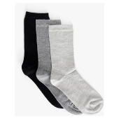 Grey Rib Marl Socks 3PK