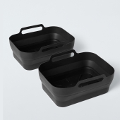 John Lewis Air Fryer Collapsible Silicone Liner, Set of 2, Rectangular, L23.5x W17.5 x H10cm
