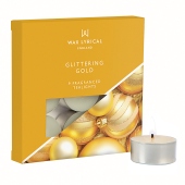 Wax Lyrical England Scented Tealights x9, Glittering Gold