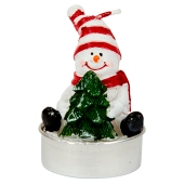 Three Kings Christmas Tealight Candles, Snowman, Set of 6