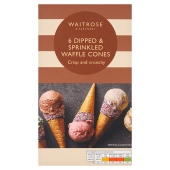 Waitrose 6 Dipped and Sprinkled Waffle Cones